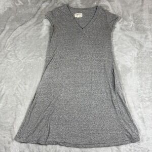 Current Elliott T Shirt Dress Womens 1 Gray Slub V Neck Pockets Trapeze Pullover